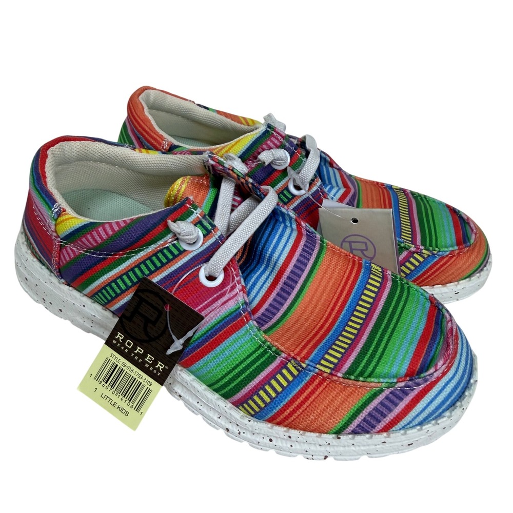 Roper‎ Serape Chukka Shoes Kids Size 1 Multi Color Striped Moc Toe Casual NEW